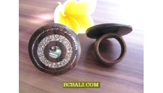 Black Wooden Ethnic Finger Rings Motif Carved